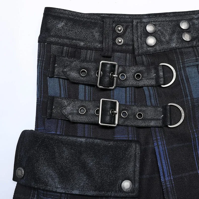 Karierter Kilt mit Punk-Farbverlauf für Herren (verstellbare Taille)
