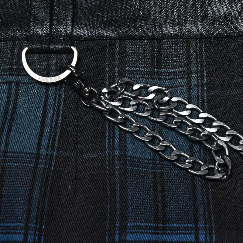 Karierter Kilt mit Punk-Farbverlauf für Herren (verstellbare Taille)