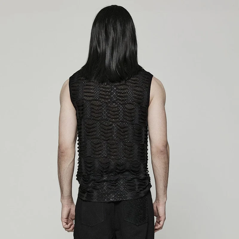 Zerrissenes Tanktop aus gotischem Spinnennetz für Herren