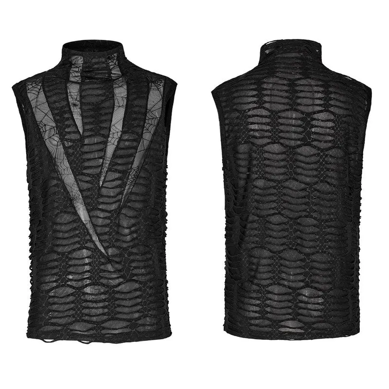 Zerrissenes Tanktop aus gotischem Spinnennetz für Herren