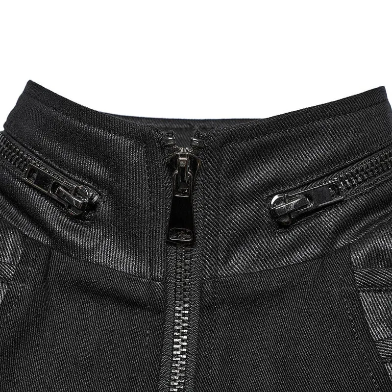 Herren Punk Stehkragen Strap Weste