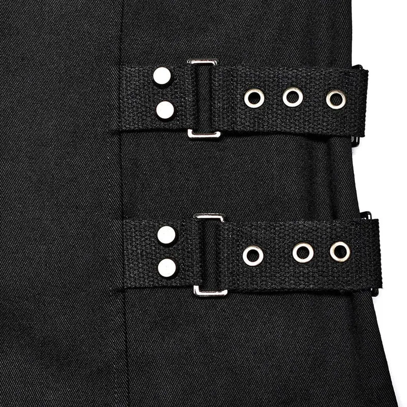 Herren Punk Stehkragen Strap Weste