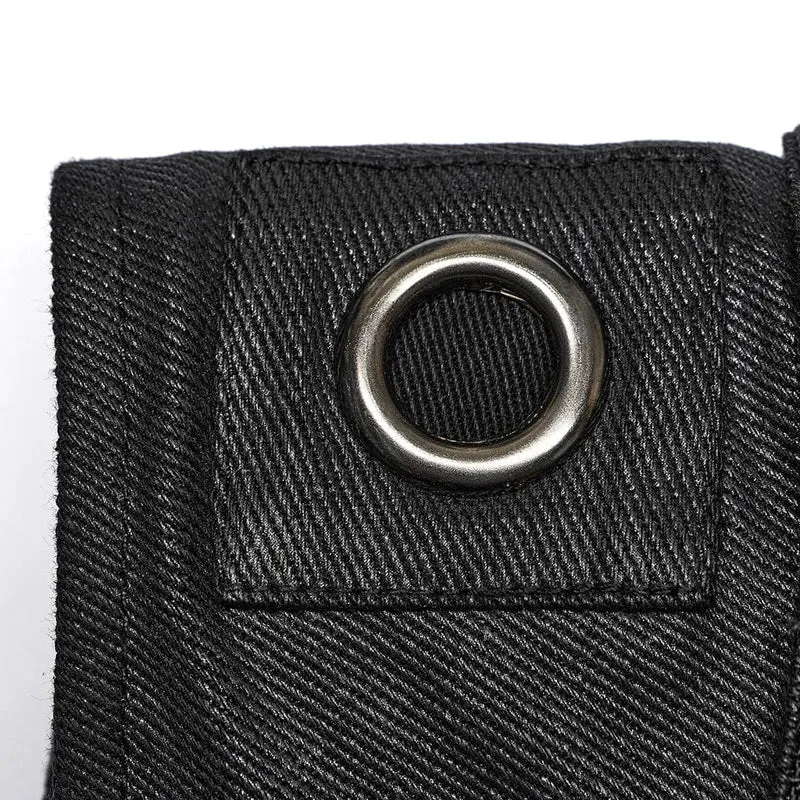 Herren Punk Stehkragen Strap Weste