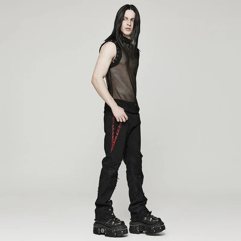 Herren Punk Rivet Mesh Tanktop