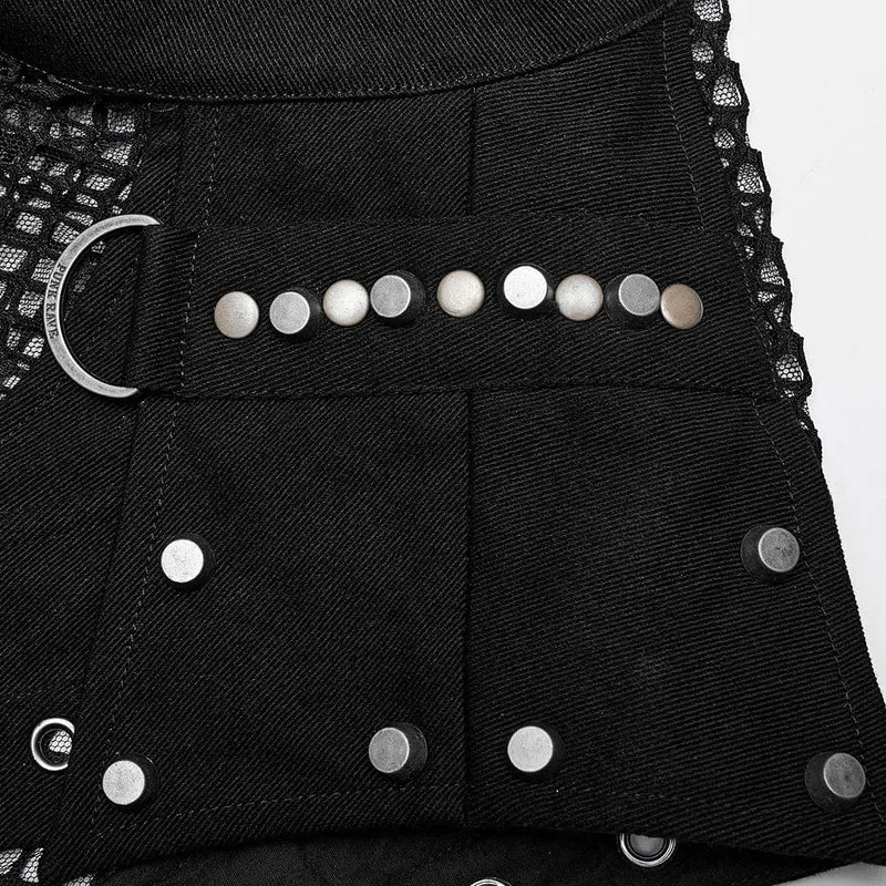 Herren Punk Rivet Mesh Tanktop