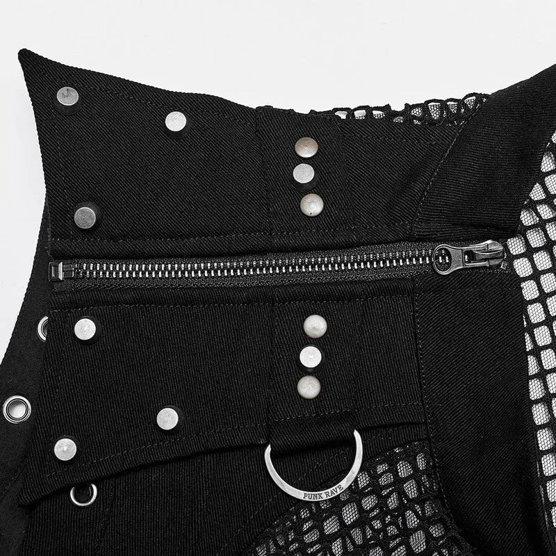 Herren Punk Rivet Mesh Tanktop