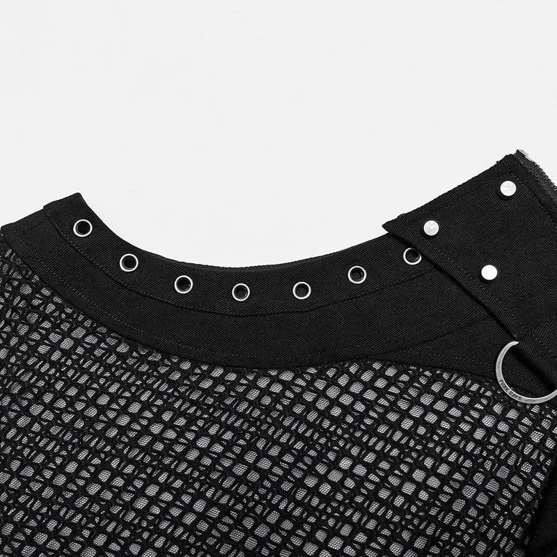 Herren Punk Rivet Mesh Tanktop