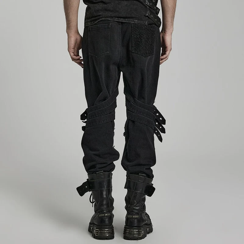 Herren-Punk-Mesh-Splice-Trägerhose