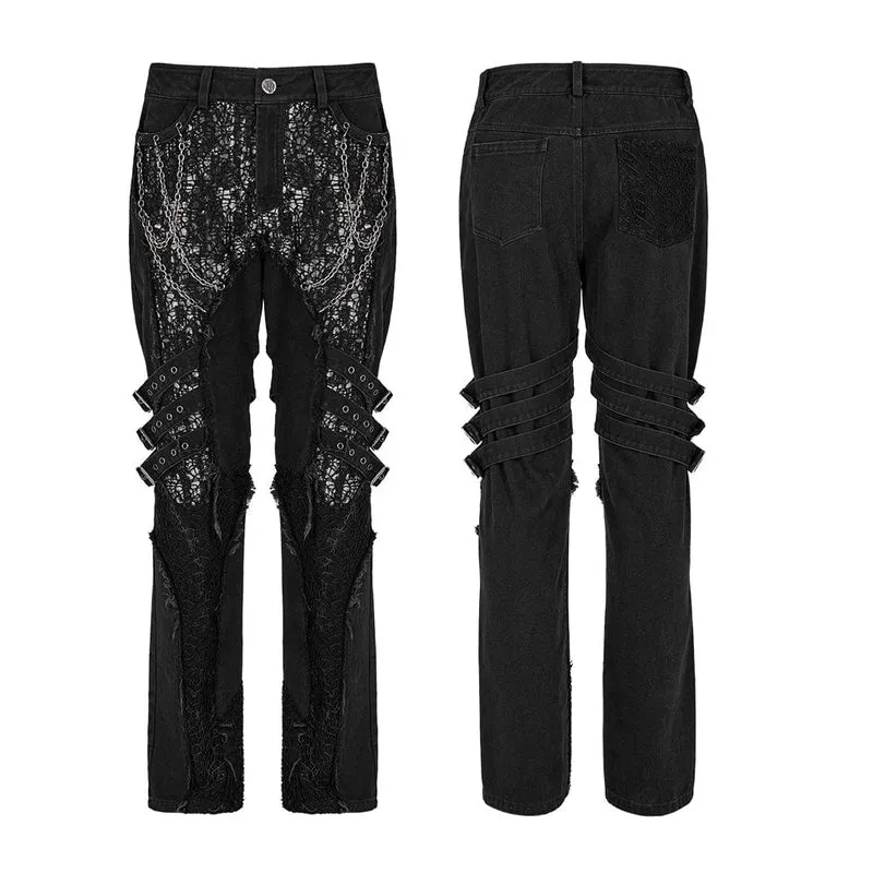 Herren-Punk-Mesh-Splice-Trägerhose