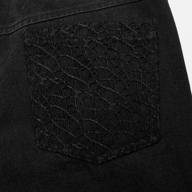 Herren-Punk-Mesh-Splice-Trägerhose