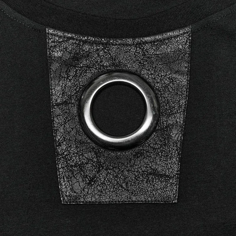 Punk Cutout T-Shirt für Herren mit abnehmbarem Schulterpolster