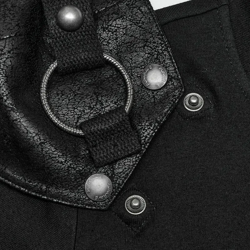 Punk Cutout T-Shirt für Herren mit abnehmbarem Schulterpolster