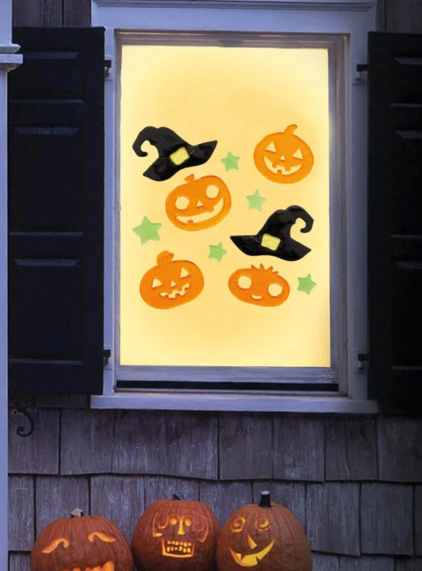 Halloween Fenster Deko Set aus Gel 20x19cm