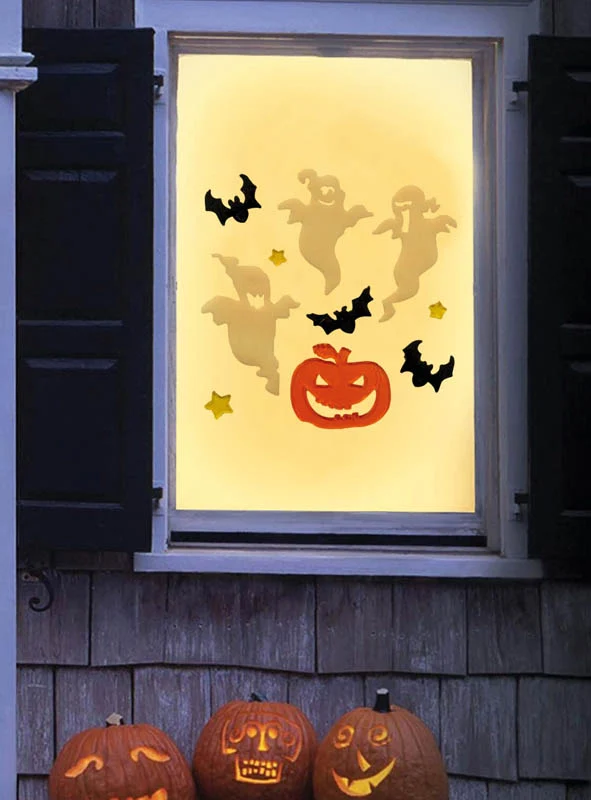 Halloween Fenster Deko Set aus Gel 20x19cm