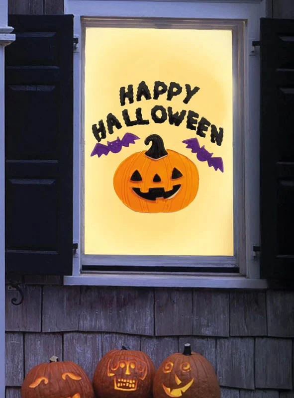 Halloween Fenster Deko Set aus Gel 20x19cm
