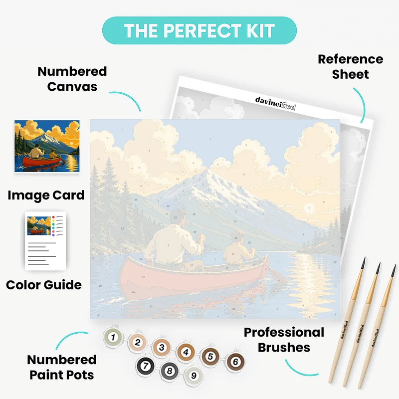 Father's Day Mountain Lake Canoe Journey - Paint by Numbers Kit