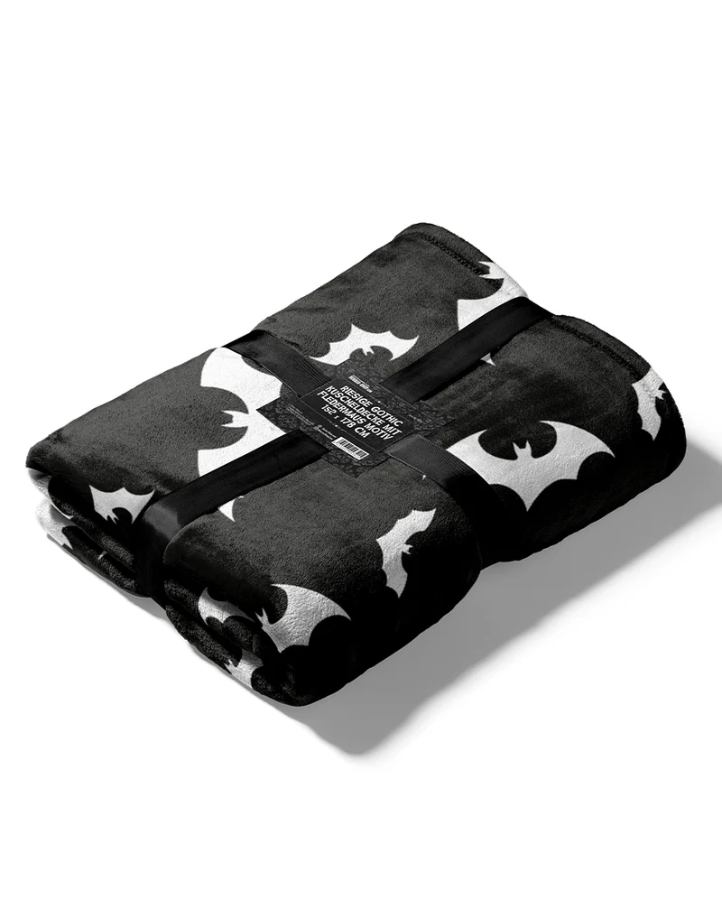 Riesige Gothic Kuscheldecke mit Fledermaus Motiv 152x178cm
