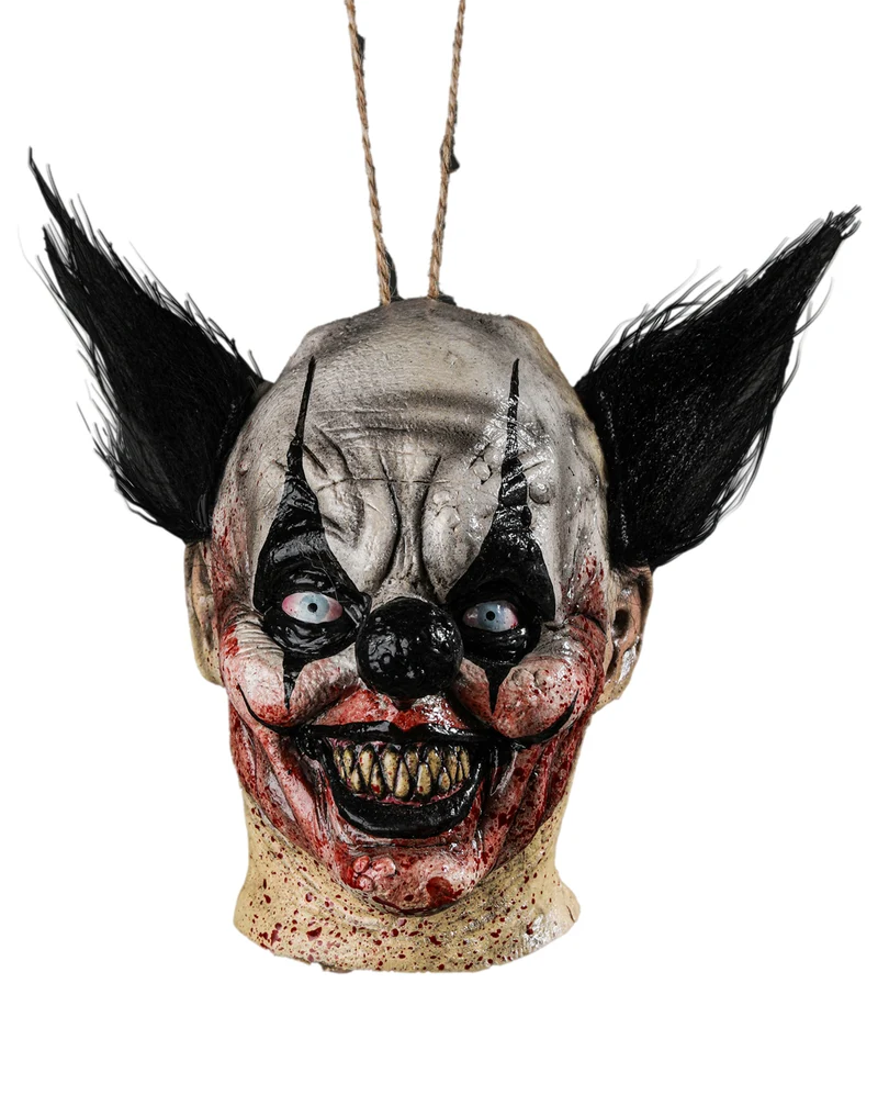Carnevil Clown mit Haaren Schrumpfkopf Hängefigur 15cm