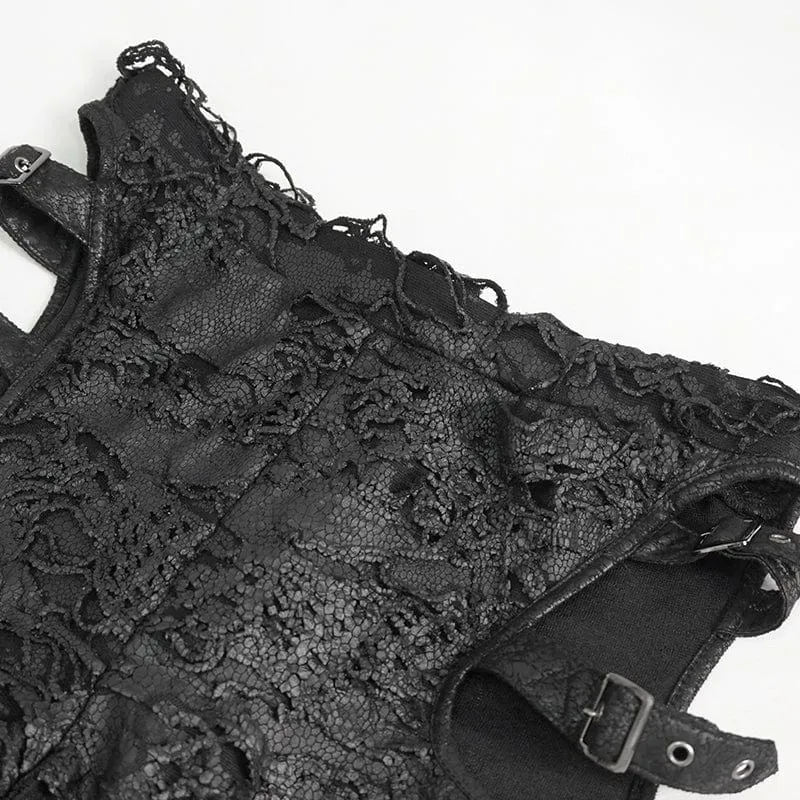 Damen Punk Cutout Mesh Splice Ripped Hose