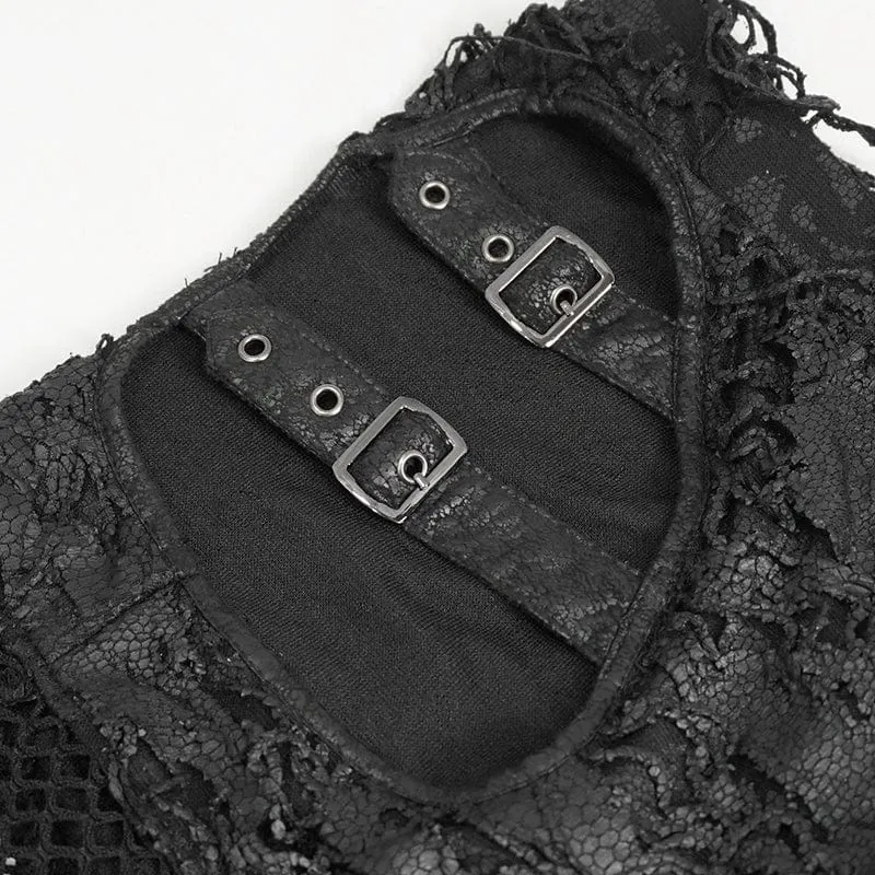 Damen Punk Cutout Mesh Splice Ripped Hose