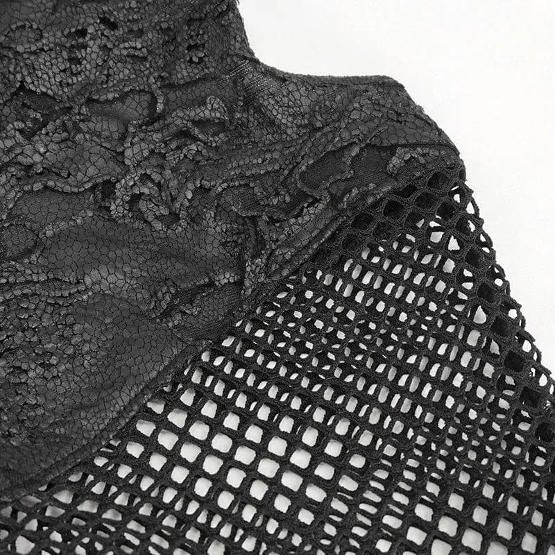 Damen Punk Cutout Mesh Splice Ripped Hose