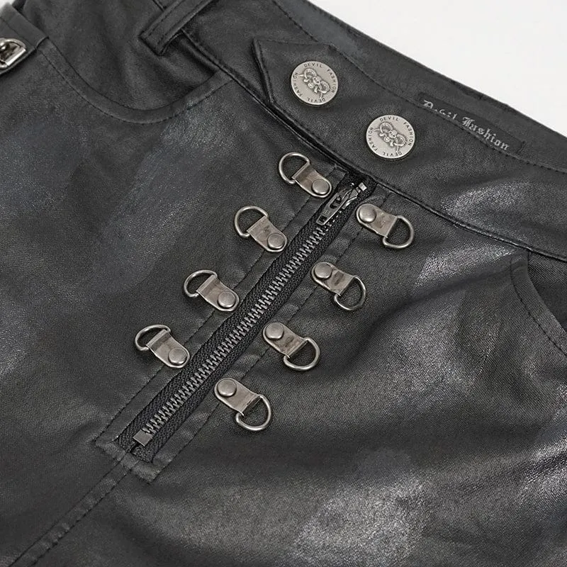 Damen-Punk-Riemchen-Mesh-Splice-Leggings