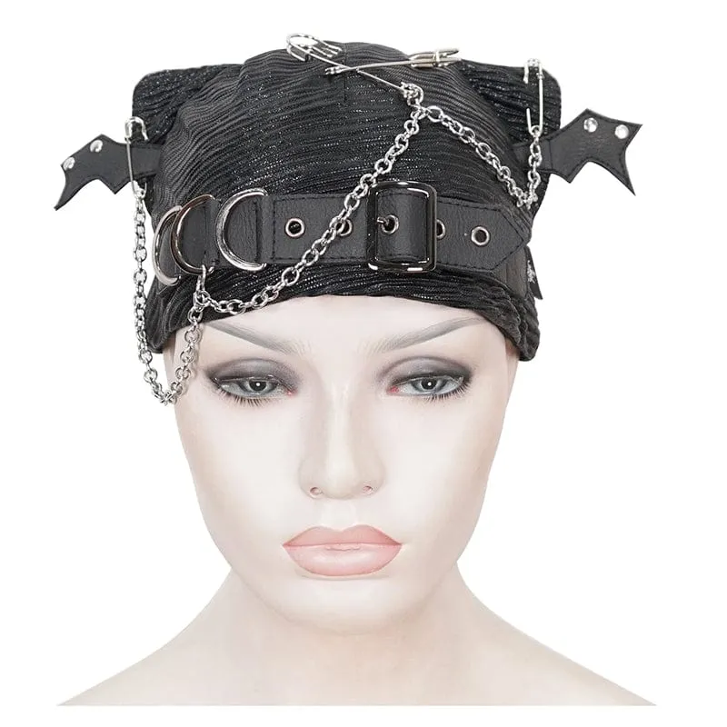 Gothic Batwing Buckle Hat für Damen mit Kette