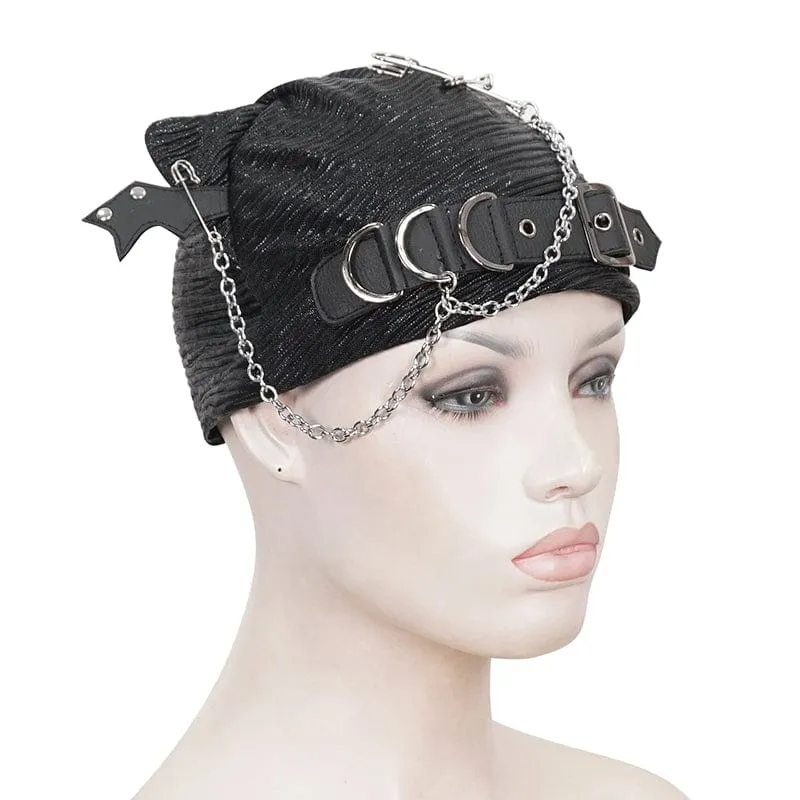Gothic Batwing Buckle Hat für Damen mit Kette