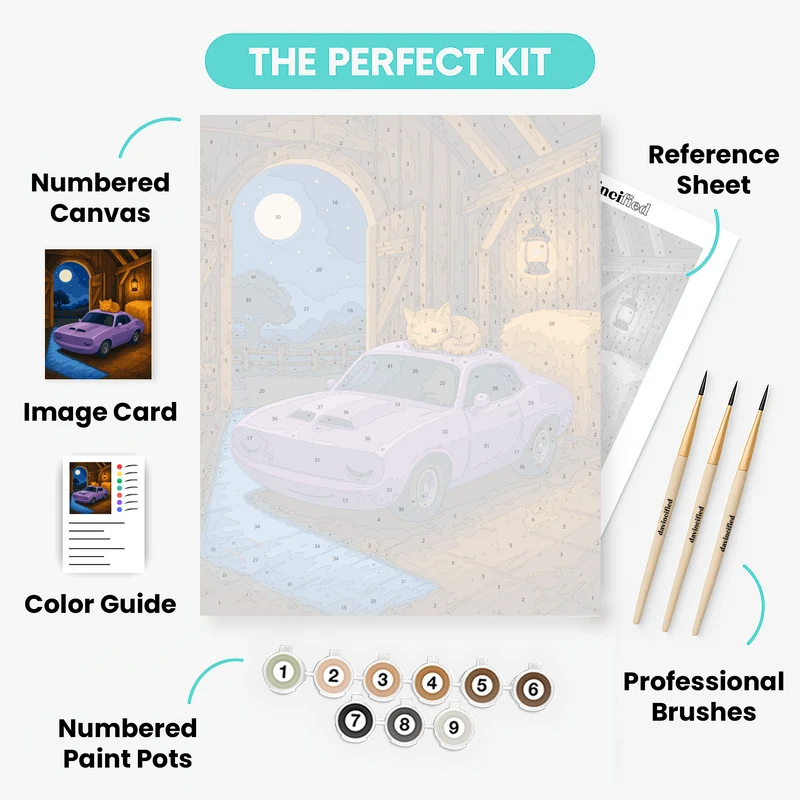 Moonlit Barn Muscle Car - Paint by Numbers Kit
