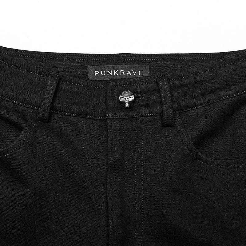 Damen-Punk-Mesh-Spleißschnallen-Jeans