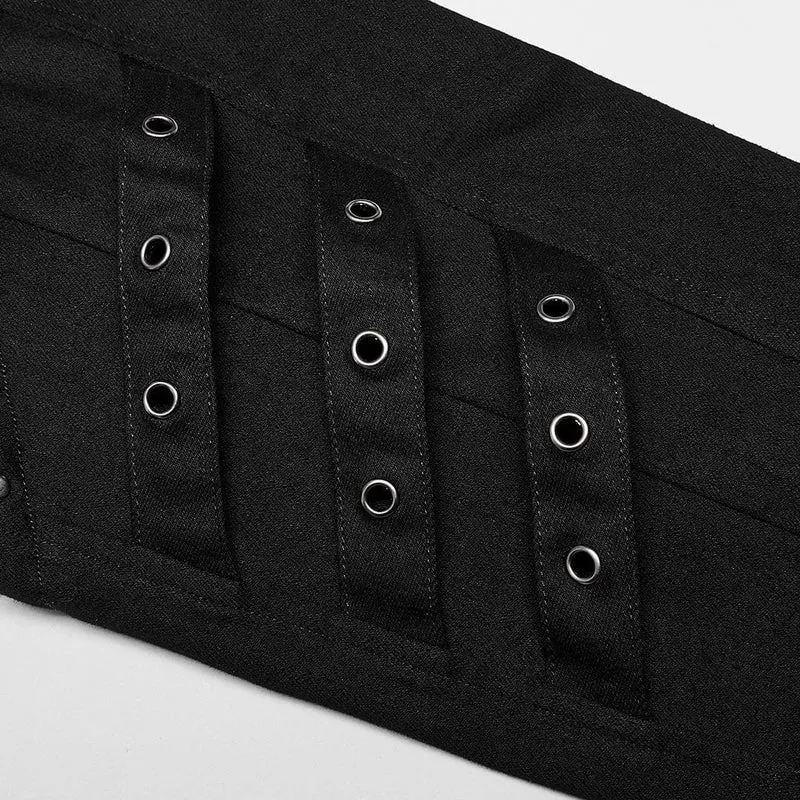 Damen-Punk-Mesh-Spleißschnallen-Jeans