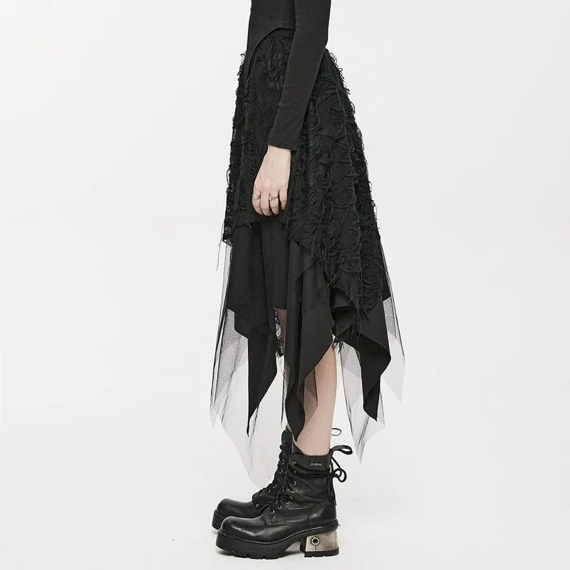 Gothic-Schmetterlingsrock mit unregelmäßigem Saum für Damen