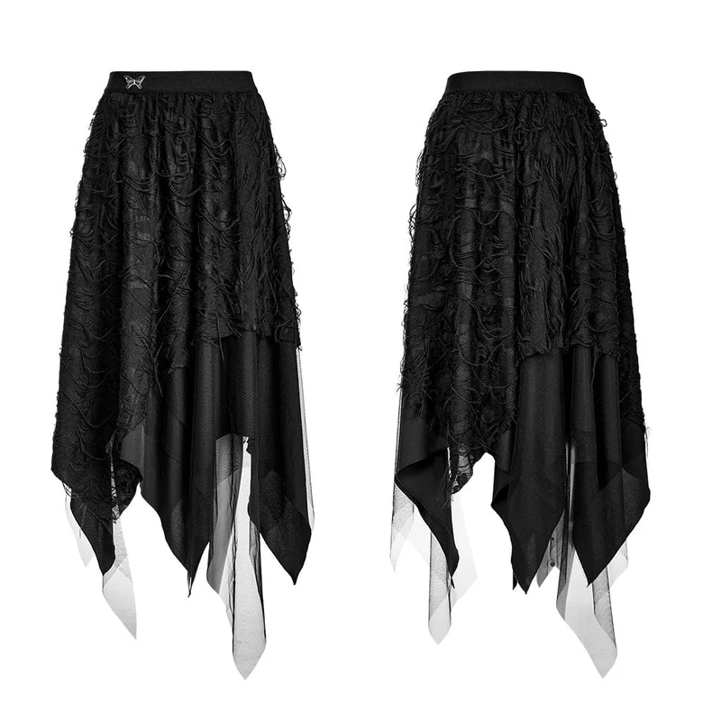 Gothic-Schmetterlingsrock mit unregelmäßigem Saum für Damen