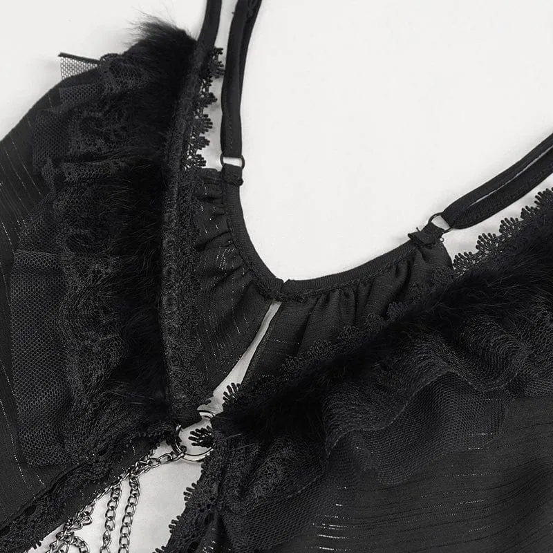 Damen-Dessous aus Gothic-Spitze mit Rüschen