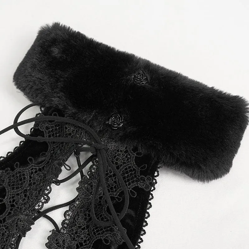 Gothic-Neckholder-Kleid aus flauschigem Splice-Samt für Damen
