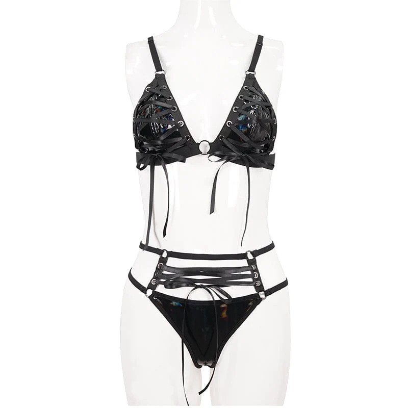 Gothic-Riemchen-Schmetterlings-Bustier für Damen mit Dessous