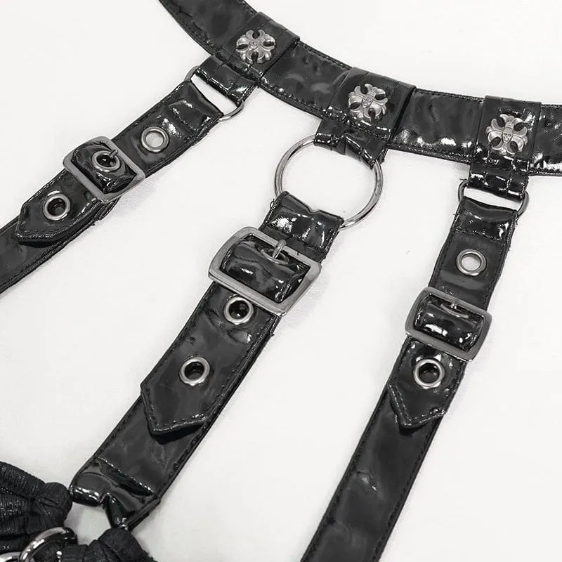 Gothic-Splice-Bustier aus Lackleder für Damen mit Dessous