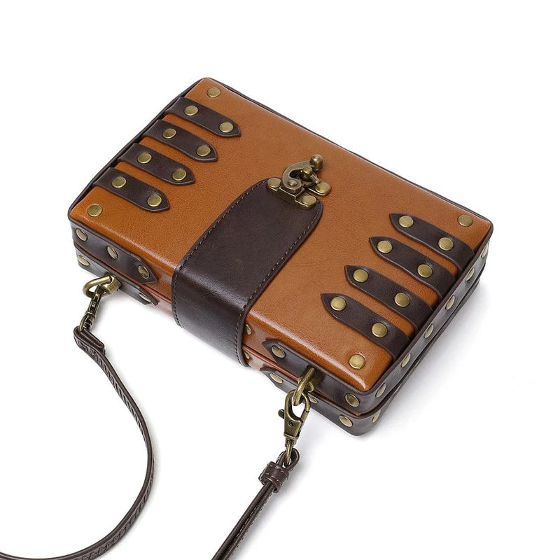 Unisex Steampunk Kontrastfarbe genagelte Umhängetasche