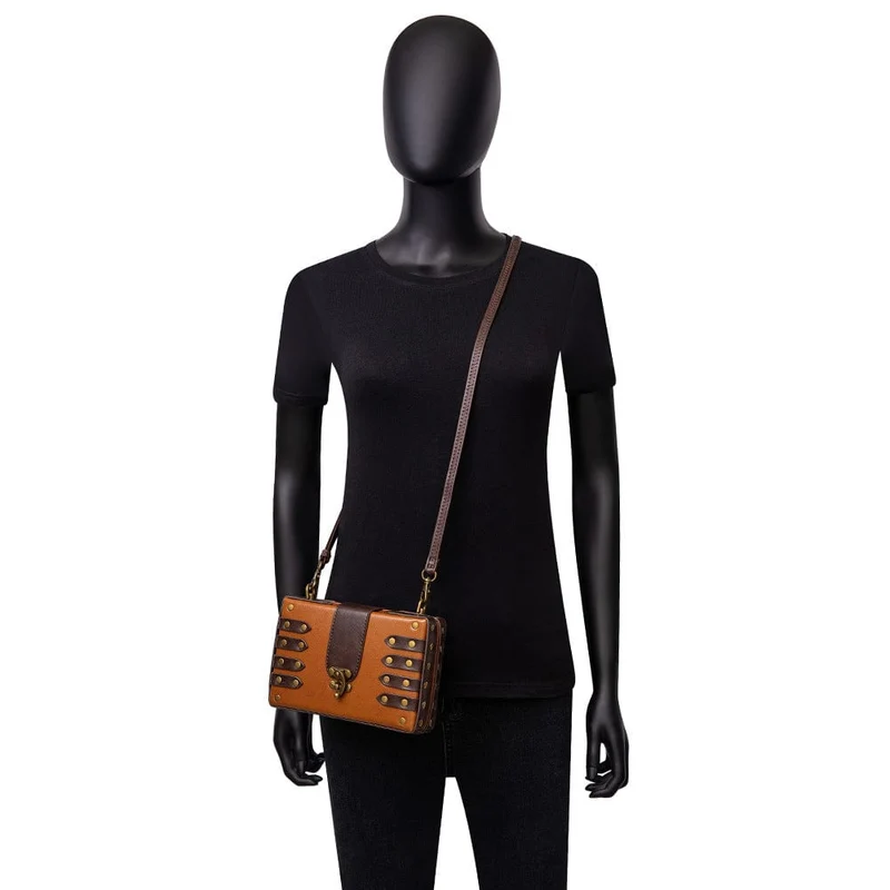 Unisex Steampunk Kontrastfarbe genagelte Umhängetasche