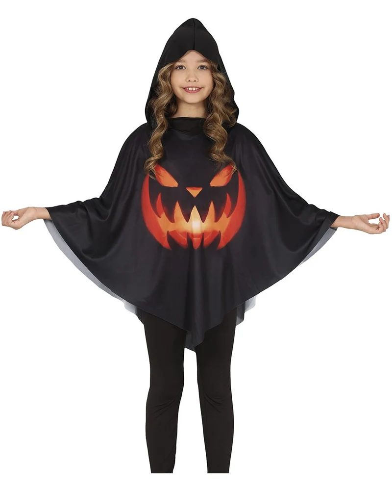 Halloween Kürbis Poncho für Kinder