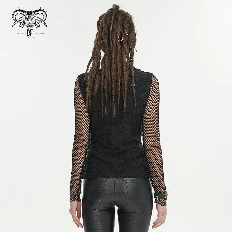 Gothic Skulls Mesh Splice Shirt für Damen