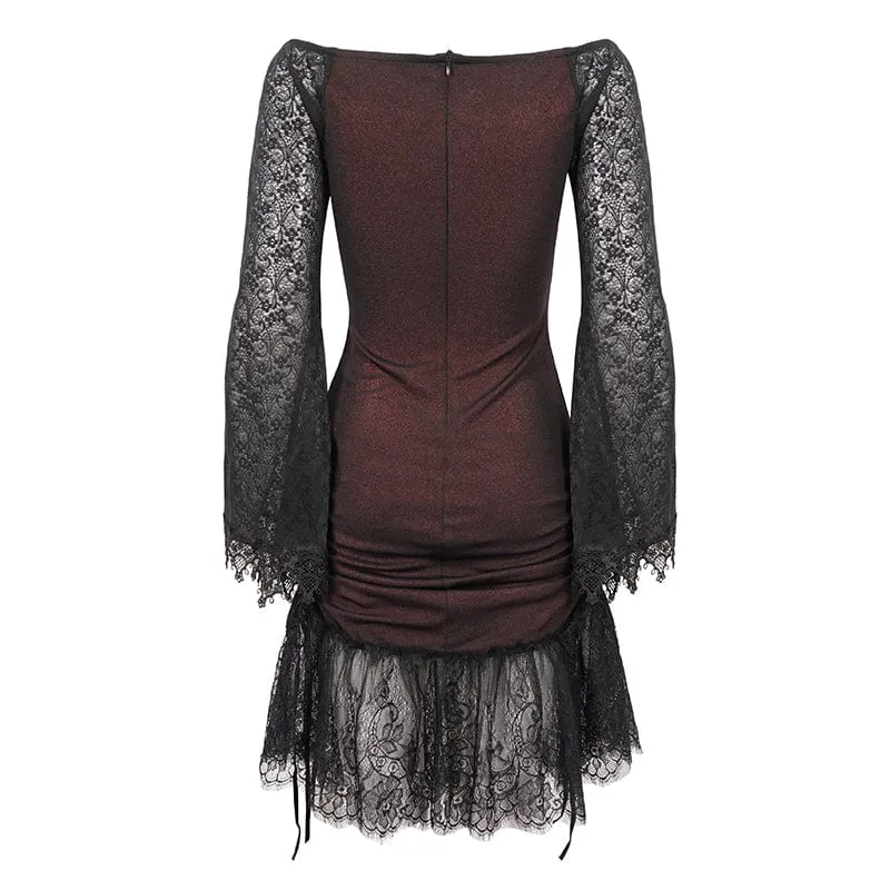 Schulterfreies Gothic-Splice-Kleid für Damen