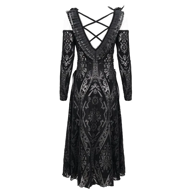 Schulterfreies, durchsichtiges, schulterfreies Gothic-Hochzeitskleid für Damen