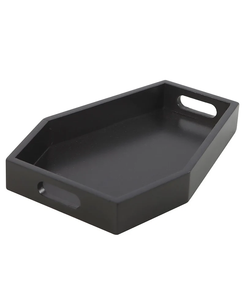 Schwarzes Tablett in Sargform 24,5cm