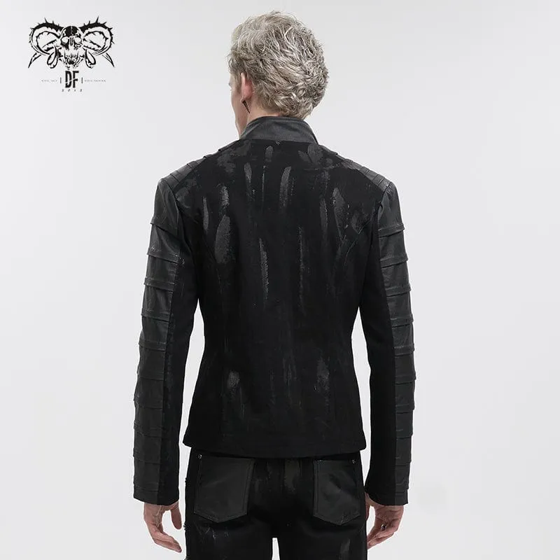 Gothic Stehkragen Distressed Jacke für Herren