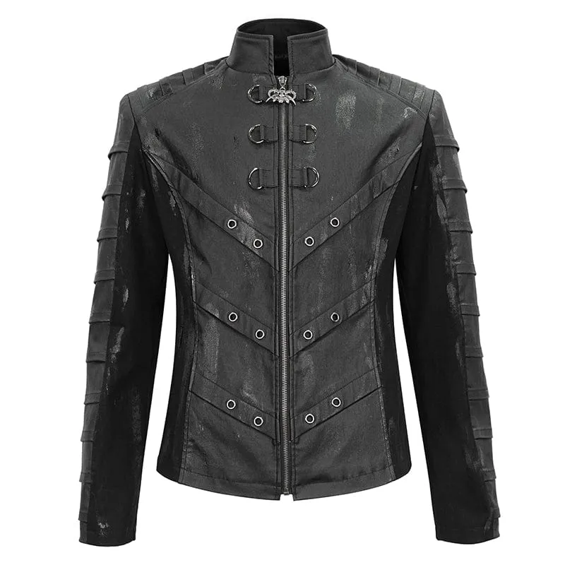 Gothic Stehkragen Distressed Jacke für Herren