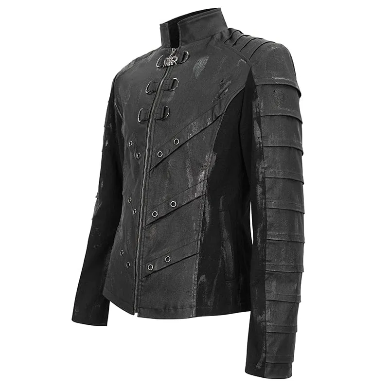Gothic Stehkragen Distressed Jacke für Herren