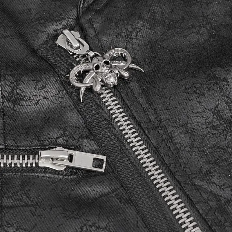 Gothic Asymmetrischer Reißverschluss-Schnürweste für Herren