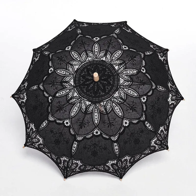 Gotischer Regenschirm mit floraler Spitze für Damen