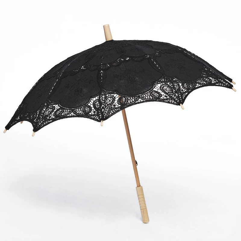 Gotischer Regenschirm mit floraler Spitze für Damen